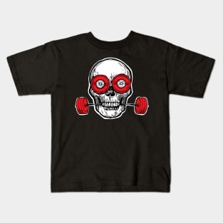 Weighlifting Powerlifting Skull Kids T-Shirt